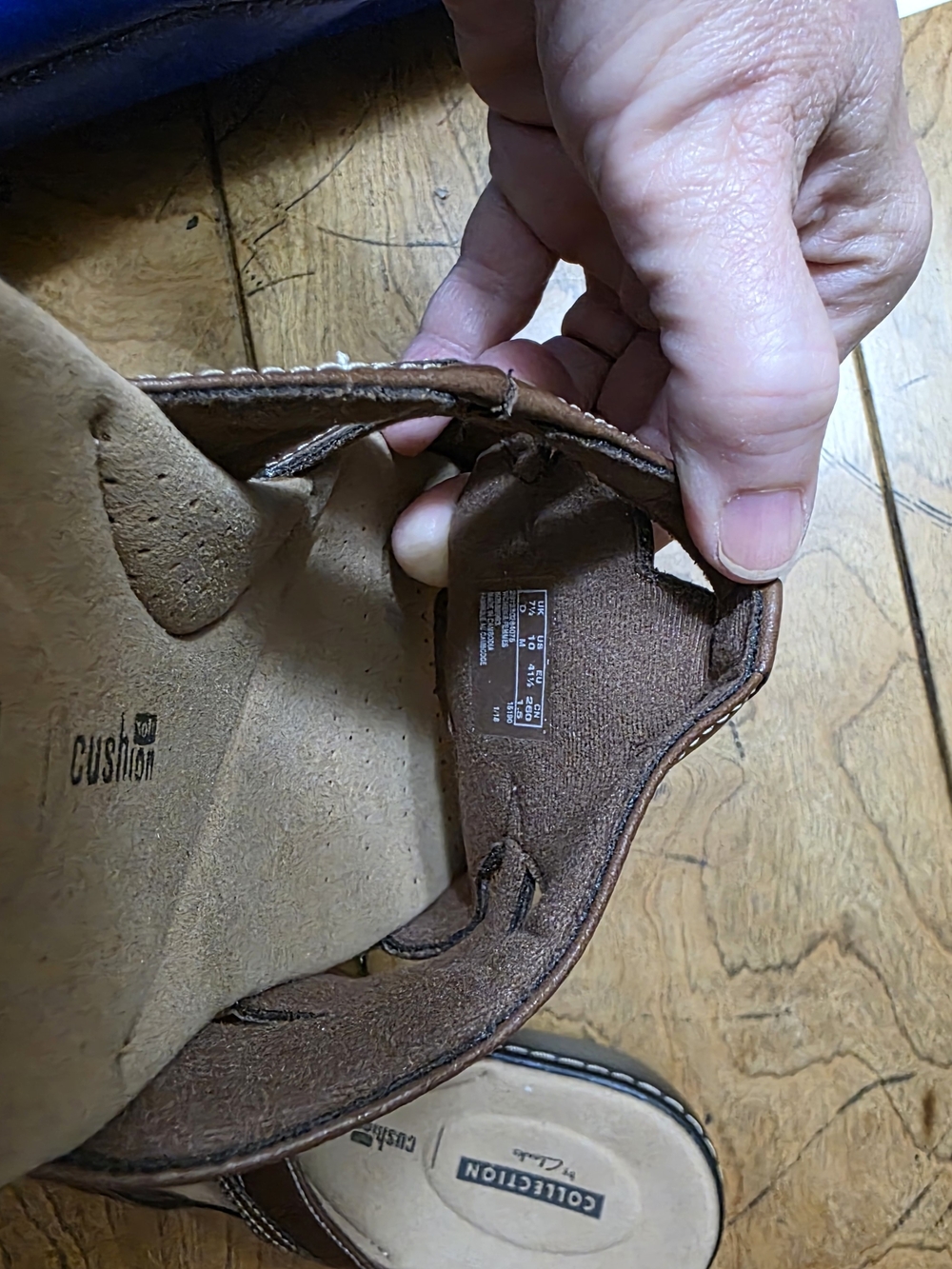 Clarks Brown Leather Floral Cutout Slide Mules - Picture 7 of 8